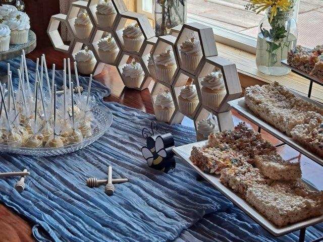 Dessert table details at a celebration at On Collin's Pond in Middleton, Idaho
