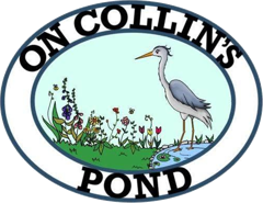 On Collin's Pond logo — a heron beside the pond
