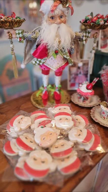 Decorated Santa cookies and a nutcracker styled by Mrs. Claus