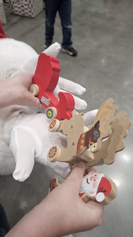 A hand-carved wooden toy from Santa's workshop