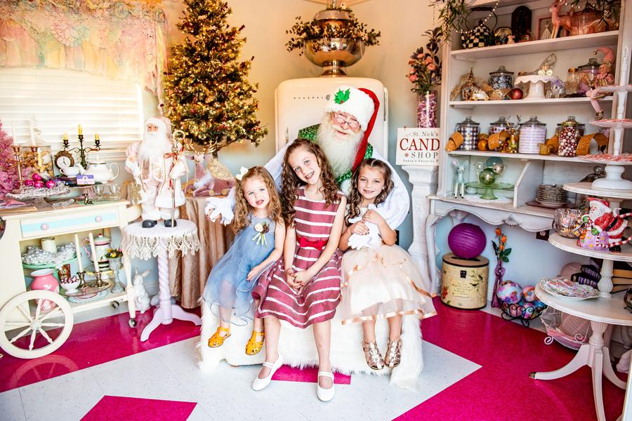 Children enjoying the Sweet Shoppe transformed for Christmas at On Collin's Pond