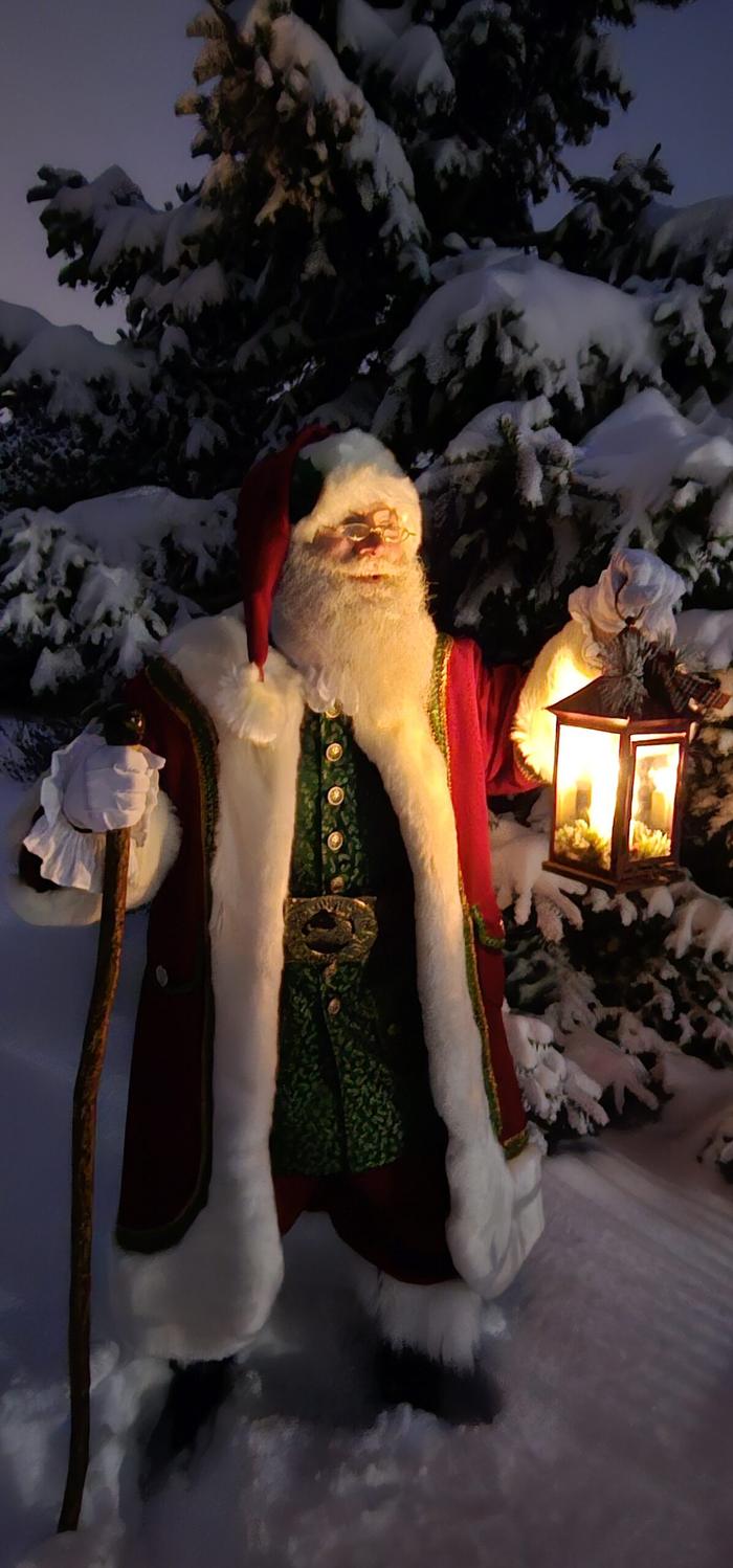 Santa Phil in the snow at Santa's Workshop, On Collin's Pond, Middleton, Idaho
